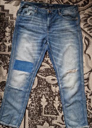 Брендовые фирменные женские льняные джинсы boyfriend scotch&amp;soda модель bandit slim tapered, новые с бирками, большой размер.1 фото