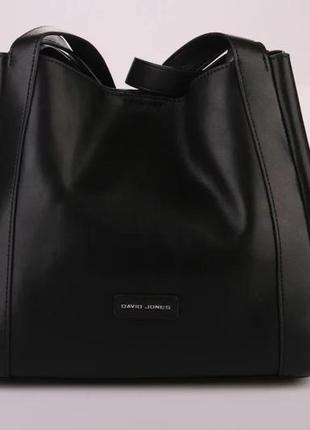 Сумка шкіряна david jones 9009 black2 фото