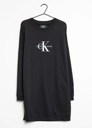 Женское черное платье футболка с длинным рукавом кофта лонгслив calvin klein