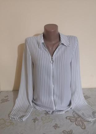 Блуза, рубашка на молнии в полоску