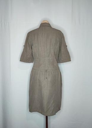 Платье-халат коричнево-серое, вискоза, лен4 фото