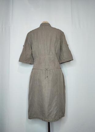 Платье-халат коричнево-серое, вискоза, лен7 фото