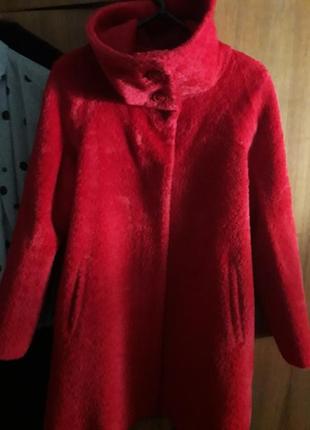 Лакшери итальянская шуба пальто альпака шерсть цвет насыщенный max mara taddy1 фото