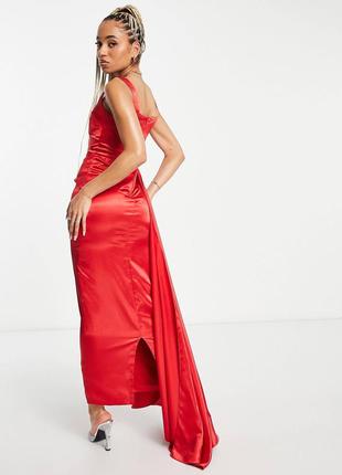 Красное платье макси с драпировкой yaura2 фото