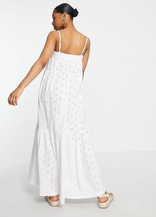 Белое платье макси с вышивкой и пуговицами asos design3 фото