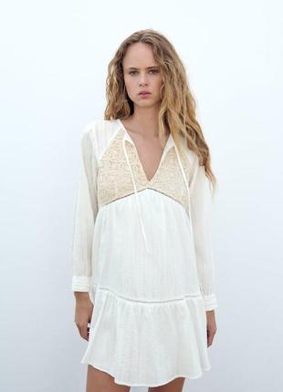 Zara -60% 💛 сукня етно вязка розкішна котон стильна  s, м, l