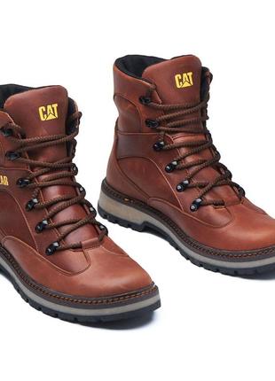 Зимние ботинки cat/caterpillar натуральная кожа цвет рыжий, чоловічі зимові черевики8 фото