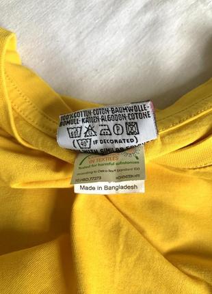 Яркая желтая футболка унисекс из натурального хлопка5 фото