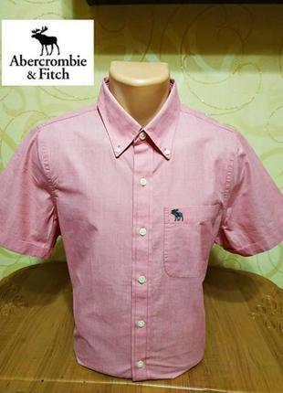 Стильная хлопковая рубашка с коротким рукавом американского бренда abercobie&amp; fitch1 фото