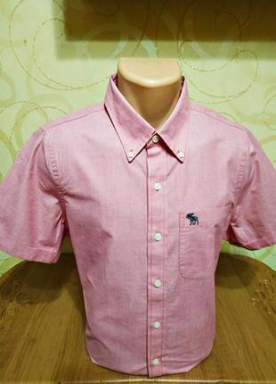 Стильная хлопковая рубашка с коротким рукавом американского бренда abercobie&amp; fitch2 фото