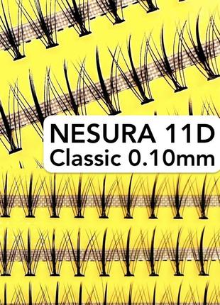 Nesura eyelash classic 11d, 0,07, изгиб c, 11 мм, 60 пучков ресницы лучики несура1 фото