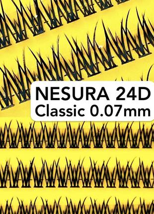 Nesura eyelash classic 24d, 0,07, изгиб c, 90 пучков ресницы хвосты w несура