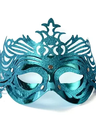 Венеціанська маска для балу та карнавалу блакитна + подарунок