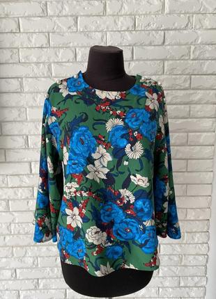 Красивая блуза принт цветы пуговицы-жемчужины с 8-109 фото