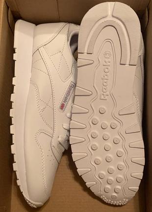 Кросівки reebok classic white leather gz6097 шкіра рібок класик білі повністю оригінал7 фото