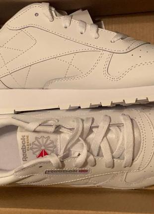 Кросівки reebok classic white leather gz6097 шкіра рібок класик білі повністю оригінал6 фото