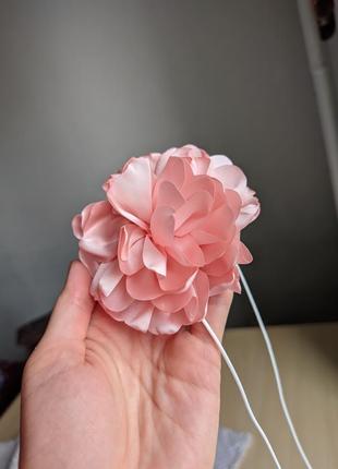 Чокер цветок на шею лента завязка украшение розовый3 фото