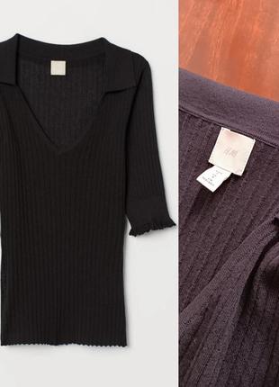 Летний свитер с коротким рукавами в рубчик v - вырез ,h&m,s, 165/88 cm