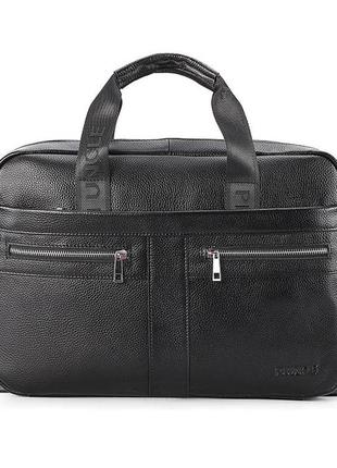 Чоловічий портфель із натуральної шкіри шкіряний портфель чоловічий сумка-портфель чоловічий для ноутбука чорний1 фото