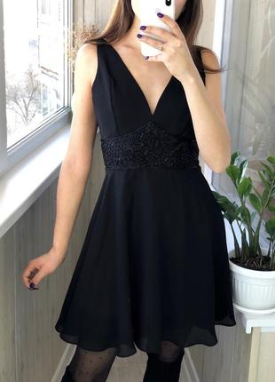 Шикарное чёрное вечернее платье с бисером производства сша1 фото