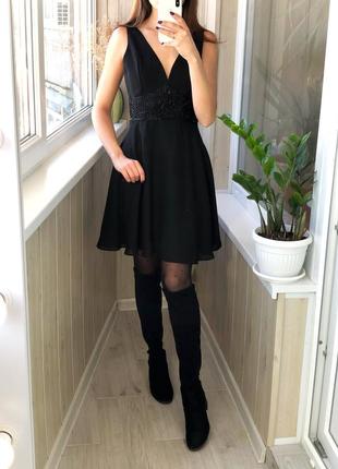 Шикарное чёрное вечернее платье с бисером производства сша8 фото