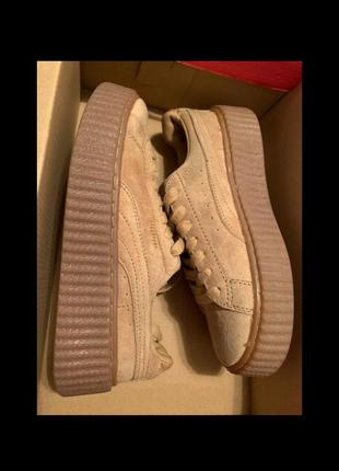 Кросівки puma rihanna beige велюр пума ріханна повністю бежеві ріхана