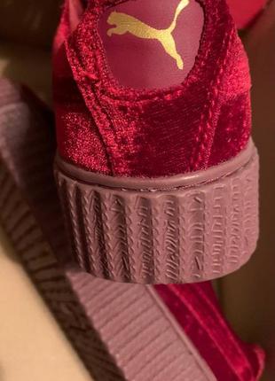 Кроссовки puma rihanna cherry bordo велюр пума риханная полностью бордовые рихановые вишневые burgundy6 фото