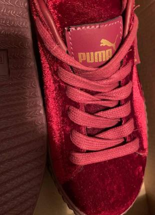 Кроссовки puma rihanna cherry bordo велюр пума риханная полностью бордовые рихановые вишневые burgundy9 фото