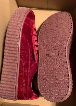 Кроссовки puma rihanna cherry bordo велюр пума риханная полностью бордовые рихановые вишневые burgundy10 фото