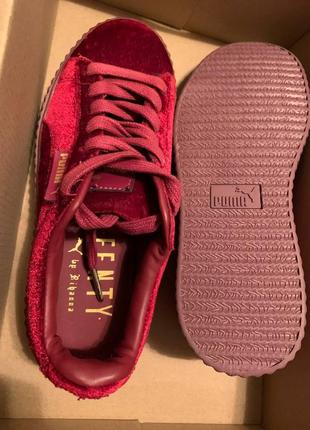 Кроссовки puma rihanna cherry bordo велюр пума риханная полностью бордовые рихановые вишневые burgundy3 фото