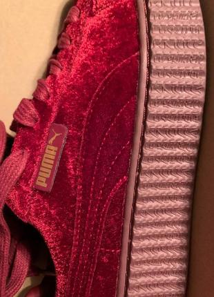 Кроссовки puma rihanna cherry bordo велюр пума риханная полностью бордовые рихановые вишневые burgundy8 фото