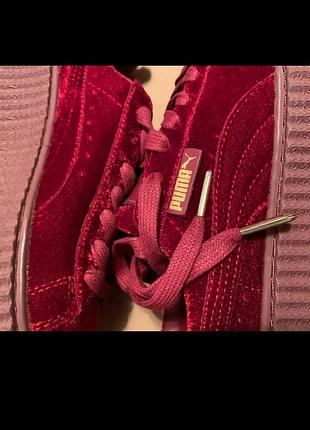 Кроссовки puma rihanna cherry bordo велюр пума риханная полностью бордовые рихановые вишневые burgundy2 фото