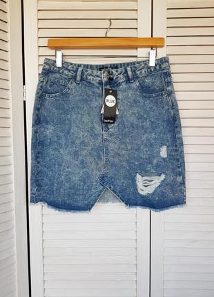 Джинсовая юбка голубая