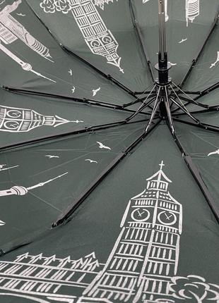 Женский зонт toprain полуавтомат с узором изнутри на 10 спиц #030667 фото