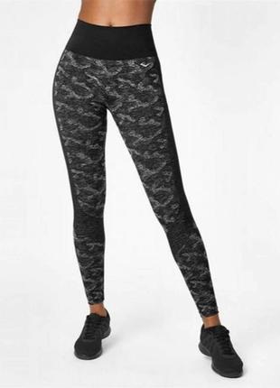 Леггинсы с завышенной талией everlast camo tight black2 фото