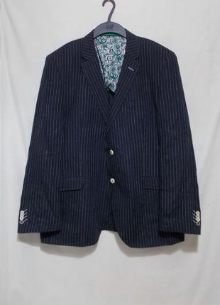 Новый пиджак темно-синий в полоску льняной 'stones' 54-56р1 фото