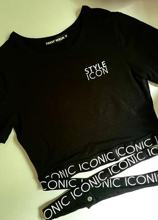 Кроп топ/укороченная футболка с обвязкой вокруг талии tally weijl