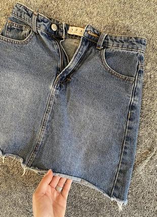 Джинсова спідниця трапеція міні фірми h&m denim co.4 фото