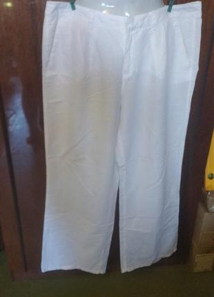 Белые супер штаны широкие лен 100% батал плюс сайз 44 евро на 54-56 укр