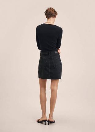 Спідничка, спідничка джинсова, юбка джинс мини, спідниця джинсова темна чорна графіт4 фото