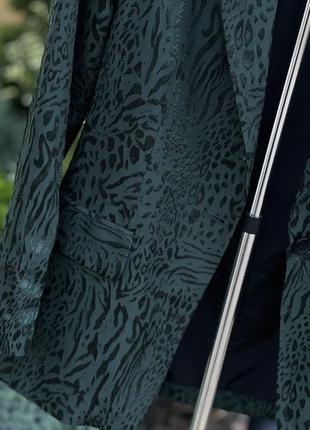 H&m стильний  вишуканий подовжений піджак блейзер жакардовий зелений s-m8 фото