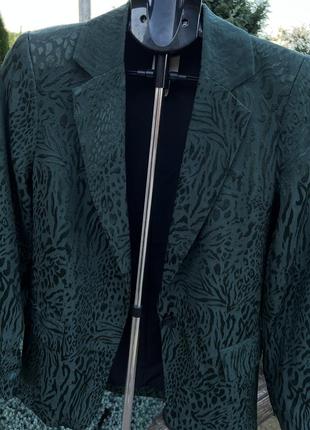 H&m стильний  вишуканий подовжений піджак блейзер жакардовий зелений s-m5 фото
