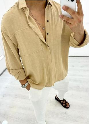 Рубашка мужская оверсайз различные цвета лен