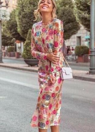Zara floral hotsell sequin dress