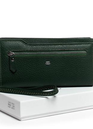 Женский кожаный большой кошелек classic dr. bond wmb-2m dark-green