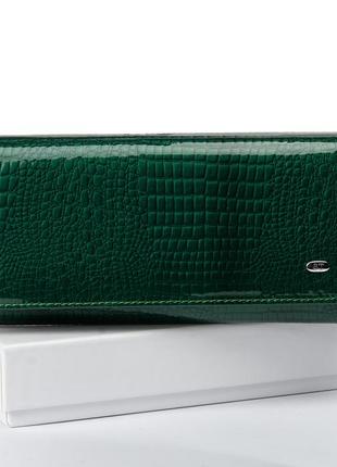 Жіночий великий лаковий гаманець lr sergio torretti w1-v dark-green