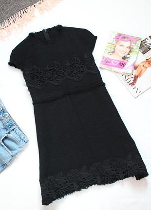 Черное твидовое короткое платье зара zara размер xl 50