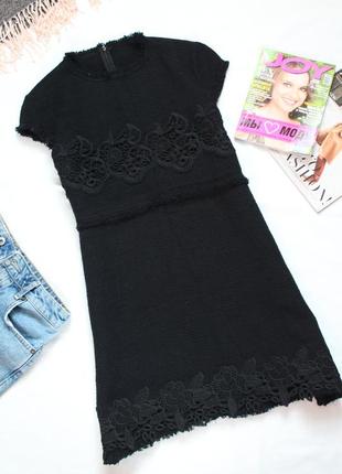 Черное твидовое короткое платье зара zara размер xl 502 фото
