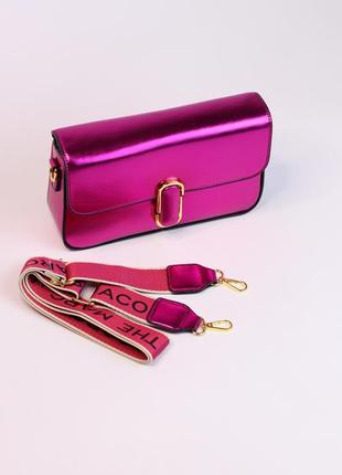 Сумочка в стиле shoulder pink metallic, сумка клатч розовая, малиновая, фуксия5 фото