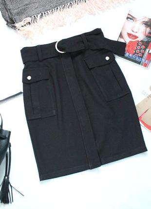 Черная миди юбка юбка карандаш 36 размер h&m юбка с молнией4 фото
